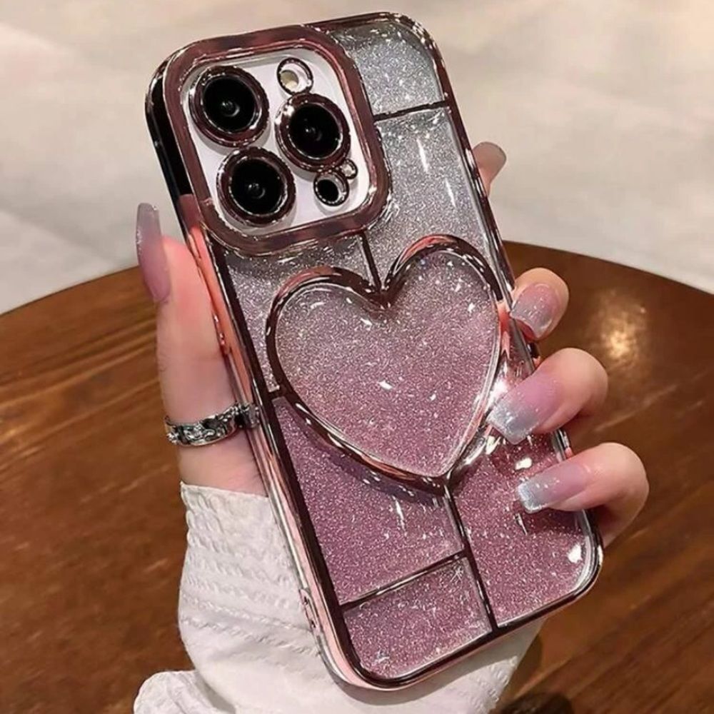 3for$20 NEW Anti-fall Plating 3d Heart-shaped Simple Dope Phone Case 15 pro max